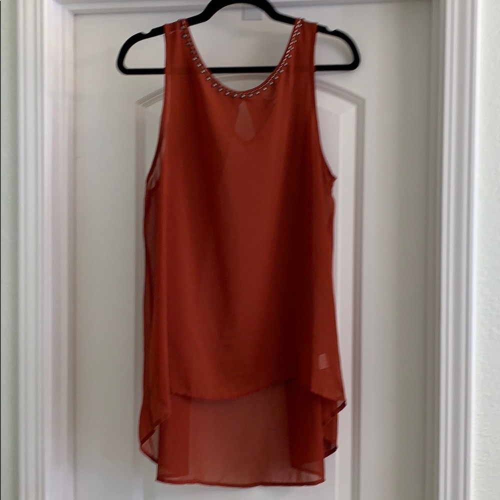 bobeau sheer burnt orange tank XL